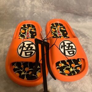 NWT DragonBall Z Ground Up Orange Cloud Foam Slides Sandals Groku Kanji Men's